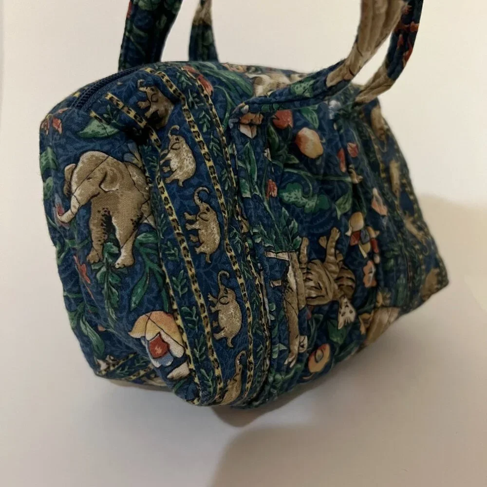 Vintage 90s Vera Bradley Mini Purse Animal Kingdom Blue Mini Duffel Bag Purse - Picture 5 of 7